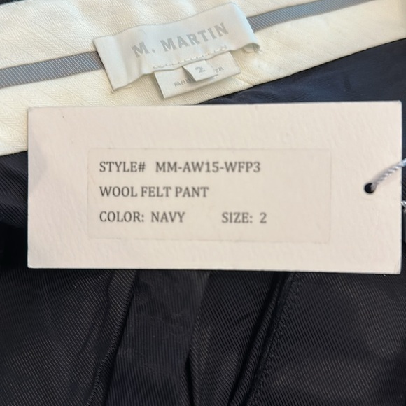 M. Martin wool felt navy blue straight leg fully lined pockets 2 Women's Pants - Picture 2 of 16